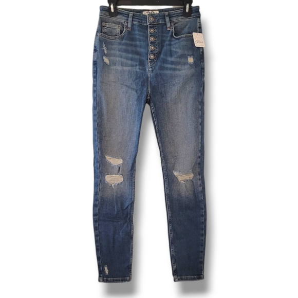 Free People Denim - Free People Sabrina Distressed High Rise Button Fly Womens Jeans 29